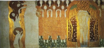  encuentra Lienzo - El friso de Beethoven El anhelo de felicidad encuentra reposo en la poesía Gustav Klimt